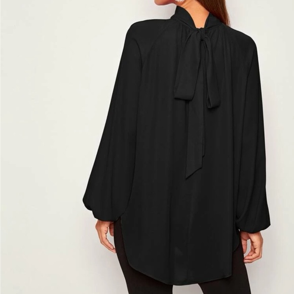 Tie Back Raglan Sleeve Dip Hem Top - Picture 8 of 9